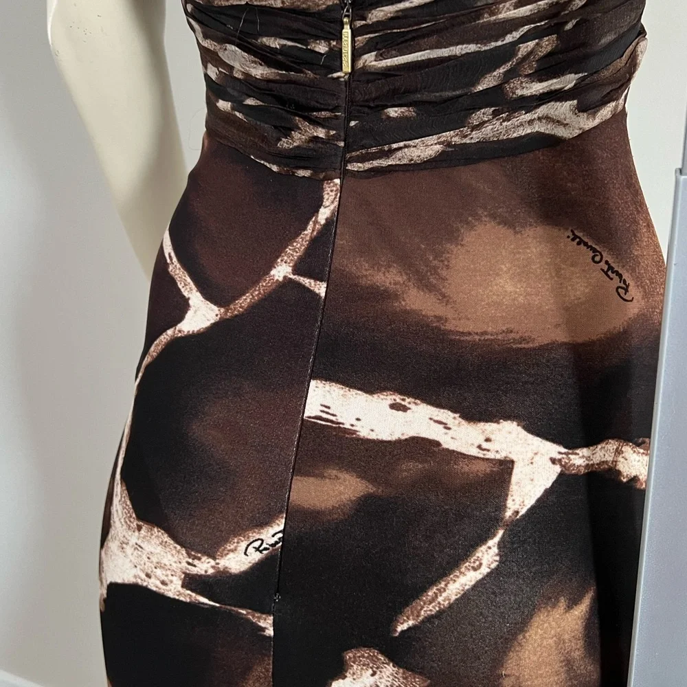 Roberto Cavalli Silk Animal Print Halter Gown with Snake Brooch – Size XS - Picture 7 of 17
